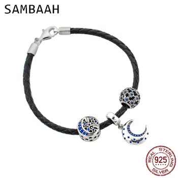 Sambaah 3mm Chain Italian Braided Leather Bracelet with 925 Sterling Silver Starry Night Charms for Moon and Stars Bracelet
Sambaah 3mm Chain Italian Braided Leather Bracelet with 925 Sterling Silver Starry Night Charms for Moon and Stars Bracelet