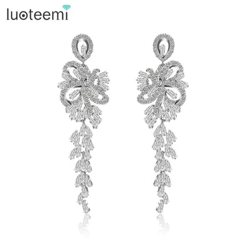 LUOTEEMI New Arrival Luxury Big Long Flower Pendant Drop Earrings With Shining CZ Brincos Bridal Women Wedding Party Jewelry
LUOTEEMI New Arrival Luxury Big Long Flower Pendant Drop Earrings With Shining CZ Brincos Bridal Women Wedding Party Jewelry