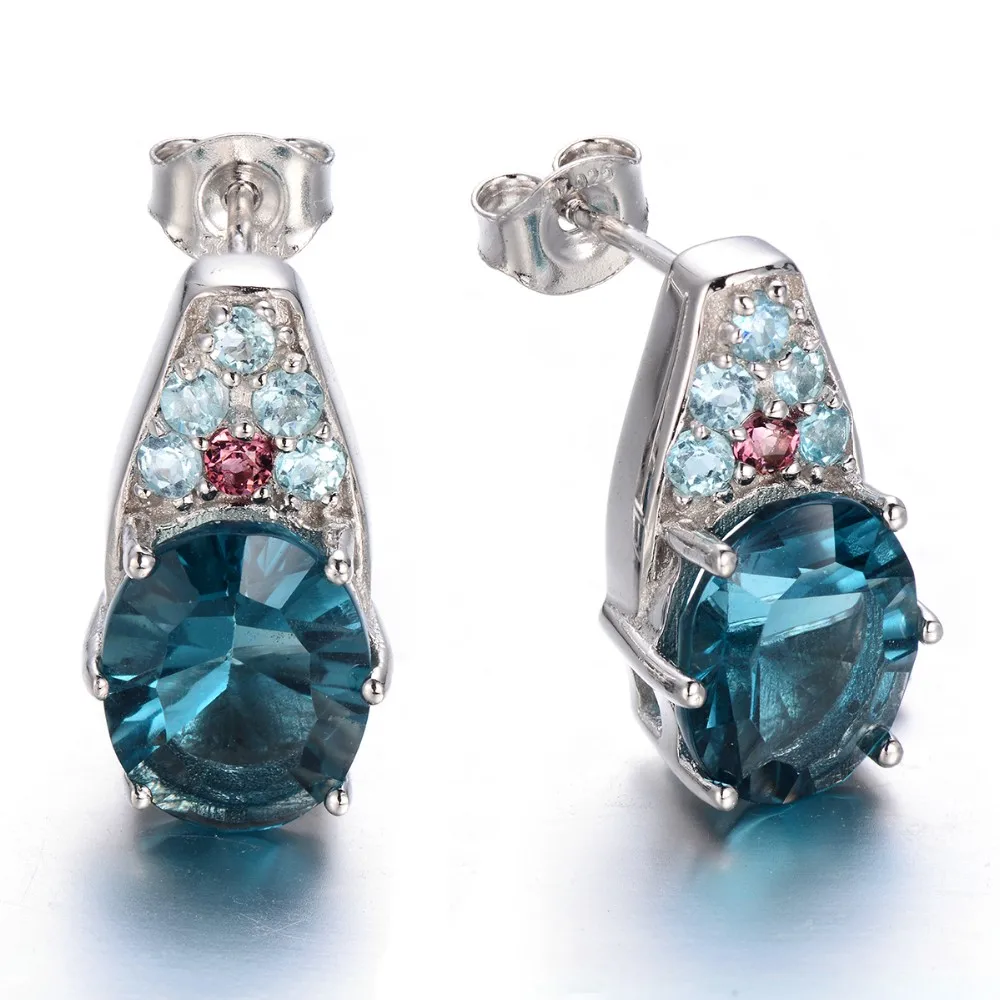 Hutang Natural Blue Fluorite & Tourmaline & Apatite Stud Earrings Solid 925 Sterling Silver Women's Party Fine Gemstone Jewelry
Hutang Natural Blue Fluorite & Tourmaline & Apatite Stud Earrings Solid 925 Sterling Silver Women's Party Fine Gemstone Jewelry