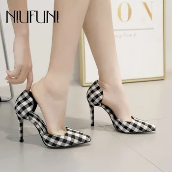 NIUFUNI Plaid Pointed 2020 Women's Pumps New Arrival Ladies Sandals Fashion High Heels Shallow Canvas Banquet Wedding Shoes
NIUFUNI Plaid Pointed 2020 Women's Pumps New Arrival Ladies Sandals Fashion High Heels Shallow Canvas Banquet Wedding Shoes