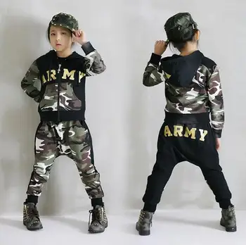 2017 Spring Autumn children's clothing set Costumes kids sport suits ARMY Camouflage patchwork Hip Hop dance pants & sweatshirt
2017 Spring Autumn children's clothing set Costumes kids sport suits ARMY Camouflage patchwork Hip Hop dance pants & sweatshirt