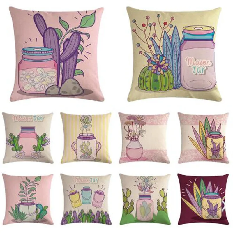 Pink cartoon glass bottle cactus pattern linen/cotton throw pillow covers couch home decorative pillows
Pink cartoon glass bottle cactus pattern linen/cotton throw pillow covers couch home decorative pillows