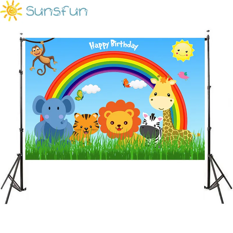 Sunsfun Rainbow Background Tropical Jungle Animals Birthday Dessert Table Decor Backdrop Photocall Photo Studio Printed
Sunsfun Rainbow Background Tropical Jungle Animals Birthday Dessert Table Decor Backdrop Photocall Photo Studio Printed