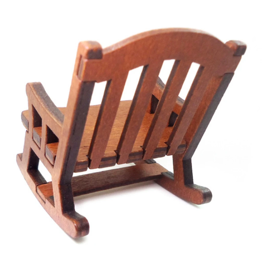 1/12 Dollhouse Miniature Room Furniture Wooden Rocking Chair Woven Seat Handicraft For Girls Dollhouse