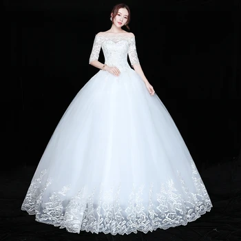 Cheap Boat Neck Lace Up Ball Wedding Dresses Vintage Plus Size Bridal Dress Wedding Gown Embroidery Appliques bryllupskjole
Cheap Boat Neck Lace Up Ball Wedding Dresses Vintage Plus Size Bridal Dress Wedding Gown Embroidery Appliques bryllupskjole