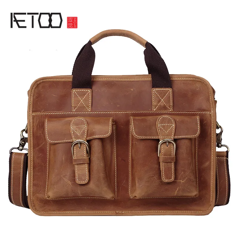 BJYL Men's postman package retro handmade first layer cowhide portable briefcase casual mad horse leather messenger bag
BJYL Men's postman package retro handmade first layer cowhide portable briefcase casual mad horse leather messenger bag