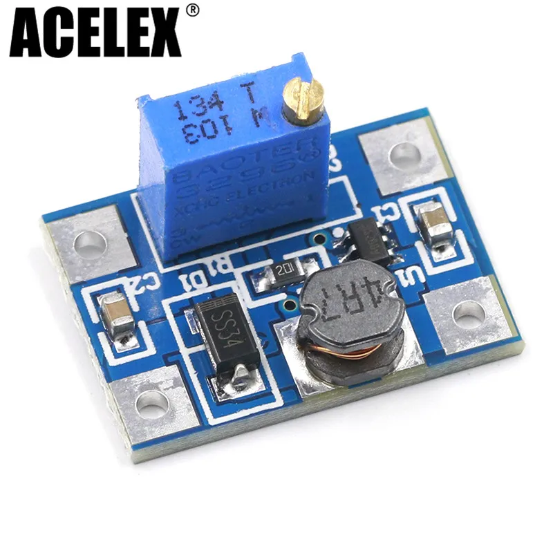 Smart Electronics DC-DC SX1308 Step-UP Adjustable Power Module Step Up Boost Converter 2-24V to 2-28V 2A
Smart Electronics DC-DC SX1308 Step-UP Adjustable Power Module Step Up Boost Converter 2-24V to 2-28V 2A