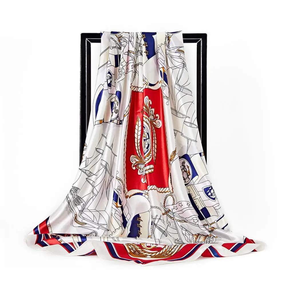 New Luxury Brand Large Square Silk Scarf Women Fashion Anchor Sailing Chain Pattern Printed Shawl Scarve Hijab for Ladies
New Luxury Brand Large Square Silk Scarf Women Fashion Anchor Sailing Chain Pattern Printed Shawl Scarve Hijab for Ladies