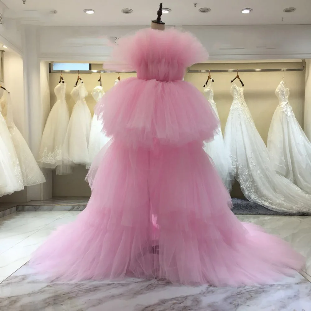 Real Image Pink Hi Low Evening Party Dresses Elegant Strapless Prom Gown With Detachable Train Chic Ruffle Tulle Formal Dresses
Real Image Pink Hi Low Evening Party Dresses Elegant Strapless Prom Gown With Detachable Train Chic Ruffle Tulle Formal Dresses