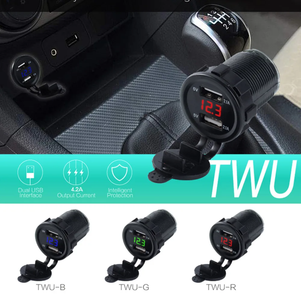 12V 3.1A DC Car-styling Motorcycle Dual USB LED Charger Socket with Cable Voltage Voltmeter Panel
12V 3.1A DC Car-styling Motorcycle Dual USB LED Charger Socket with Cable Voltage Voltmeter Panel