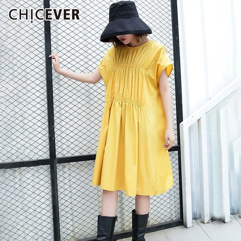 CHICEVER Summer Casual Yellow Drawstring Draped Dress For Women O Neck Short Sleeve Loose Knee Length The Dresses 2019 Fashion
CHICEVER Summer Casual Yellow Drawstring Draped Dress For Women O Neck Short Sleeve Loose Knee Length The Dresses 2019 Fashion