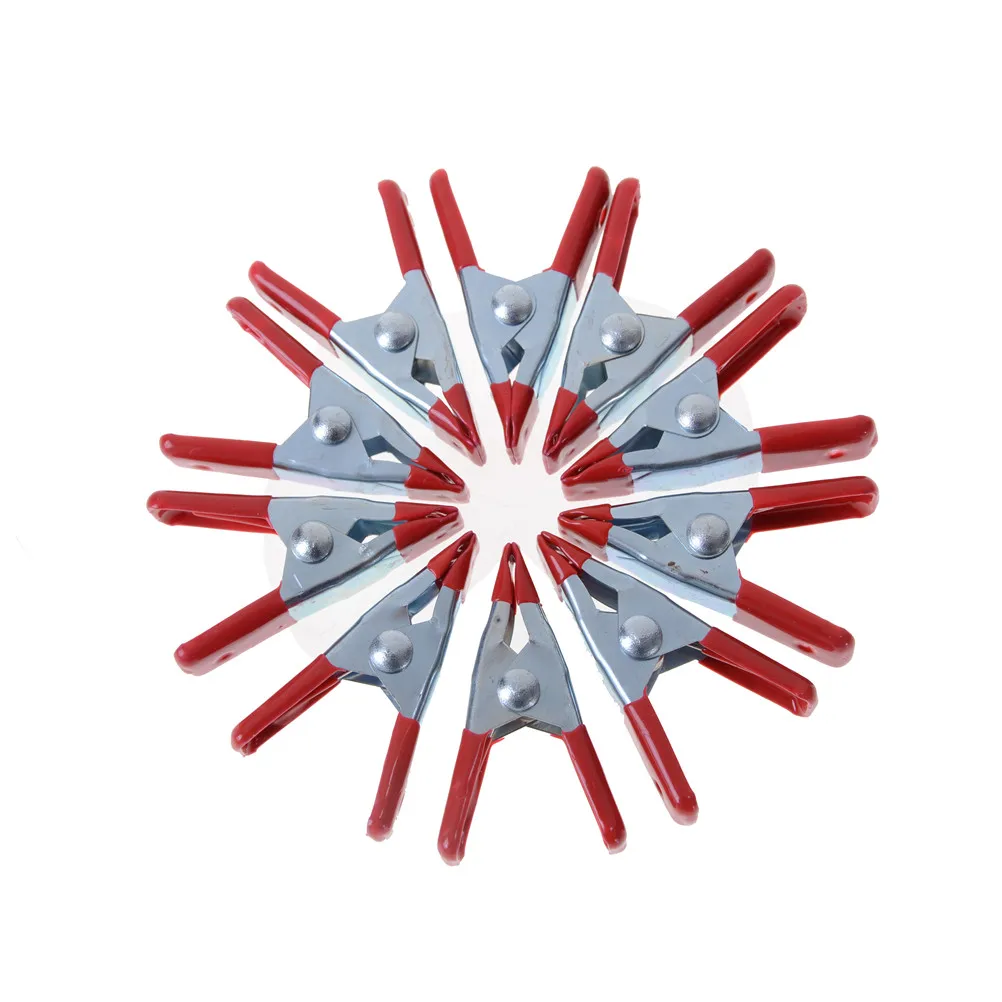 10pcs Spring Clamps 2" Grip Holder Mini Metal Heavy Duty Crocodile Clip Red Plastic Tips Tool Clips
10pcs Spring Clamps 2" Grip Holder Mini Metal Heavy Duty Crocodile Clip Red Plastic Tips Tool Clips