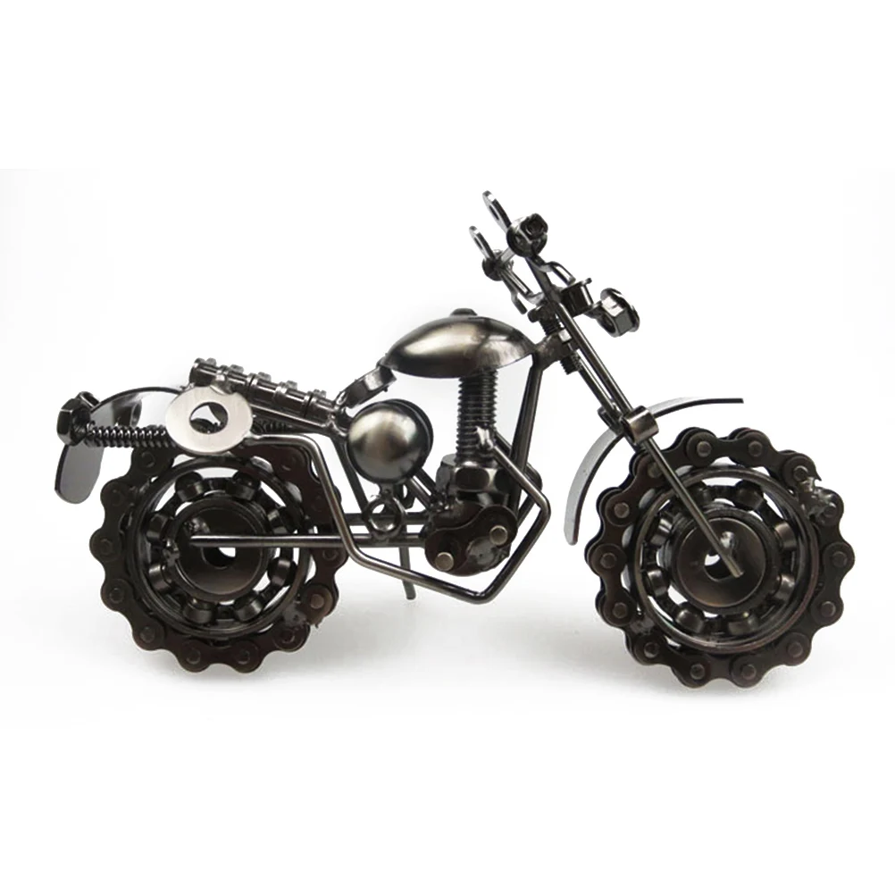 Image Creative Hand Soldering Wrought Iron Motorcycle Model Bronze Tone Metal Moto Collection Simple Modern Home Decor Ornaments