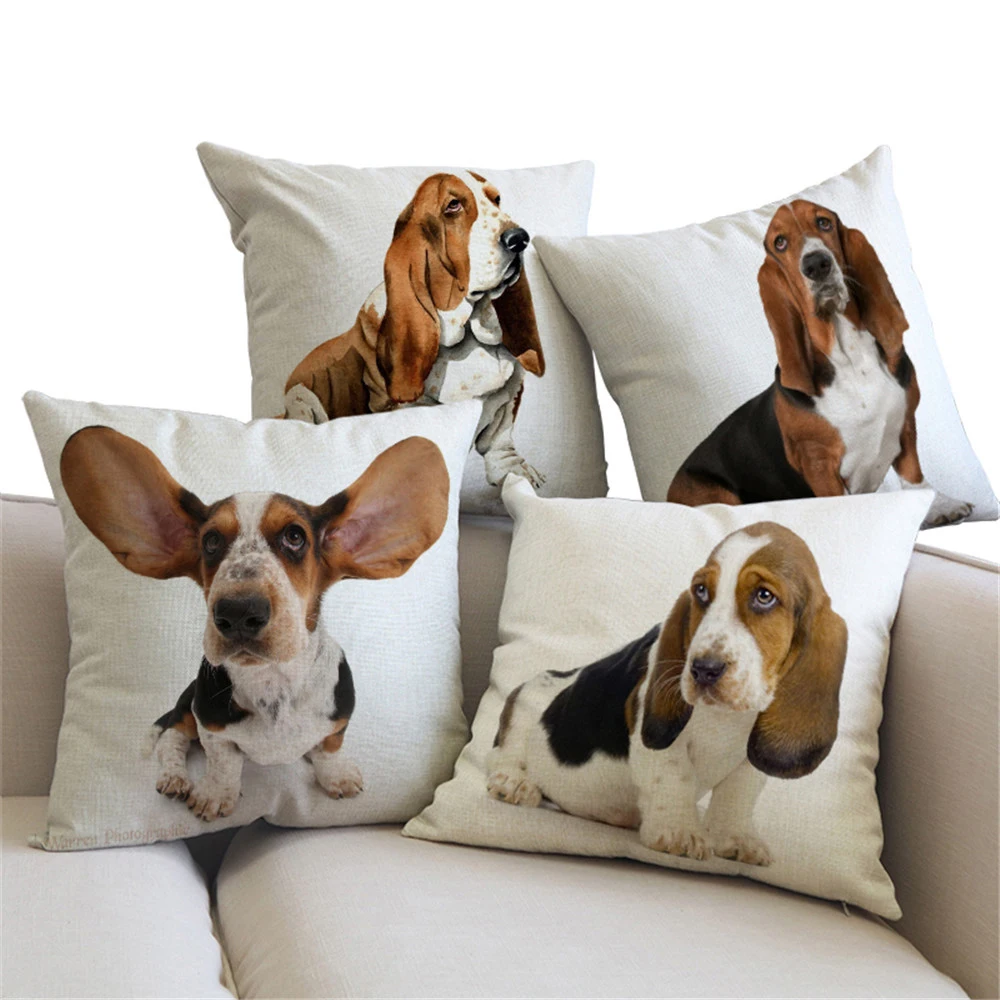 Linen Cushion Cover Basset Hound dog Decorative Pillows Cushions Home sofa cojines coussin Hotel Cafe Office car almofada
Linen Cushion Cover Basset Hound dog Decorative Pillows Cushions Home sofa cojines coussin Hotel Cafe Office car almofada