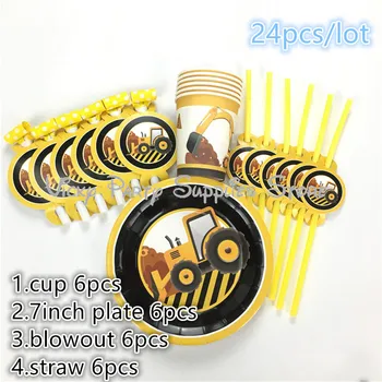 24pcs/lot Excavator Truck Disposable Tableware Cartoon Car Birthday Baby Shower Excavator Cup Plate Party Decoration Supplies
24pcs/lot Excavator Truck Disposable Tableware Cartoon Car Birthday Baby Shower Excavator Cup Plate Party Decoration Supplies