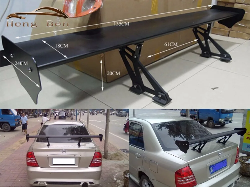 Universal Sedan Aluminum GT Rear Trunk Wing Racing Spoiler Black