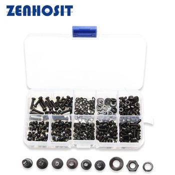 300pcs/box M3 Black Round Head Hexagon Socket Screws Carbon Steel Bolts Nuts Kit Flat Spring Washers Gasket Hardware Accessories
300pcs/box M3 Black Round Head Hexagon Socket Screws Carbon Steel Bolts Nuts Kit Flat Spring Washers Gasket Hardware Accessories