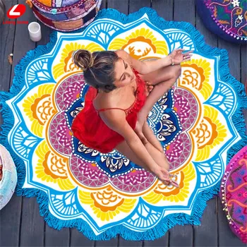 2020 thin Yoga mat 150*150cm colorful Lotus flower shawl seven color round beach towel blue yellow Bohemia Tassel seaside towel
2020 thin Yoga mat 150*150cm colorful Lotus flower shawl seven color round beach towel blue yellow Bohemia Tassel seaside towel