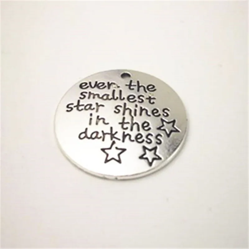 High Quality 10 Pieces/Lot 27mm Antique silver letters even the smallest star shines Charm Pendant for DIY making Bracelet
High Quality 10 Pieces/Lot 27mm Antique silver letters even the smallest star shines Charm Pendant for DIY making Bracelet