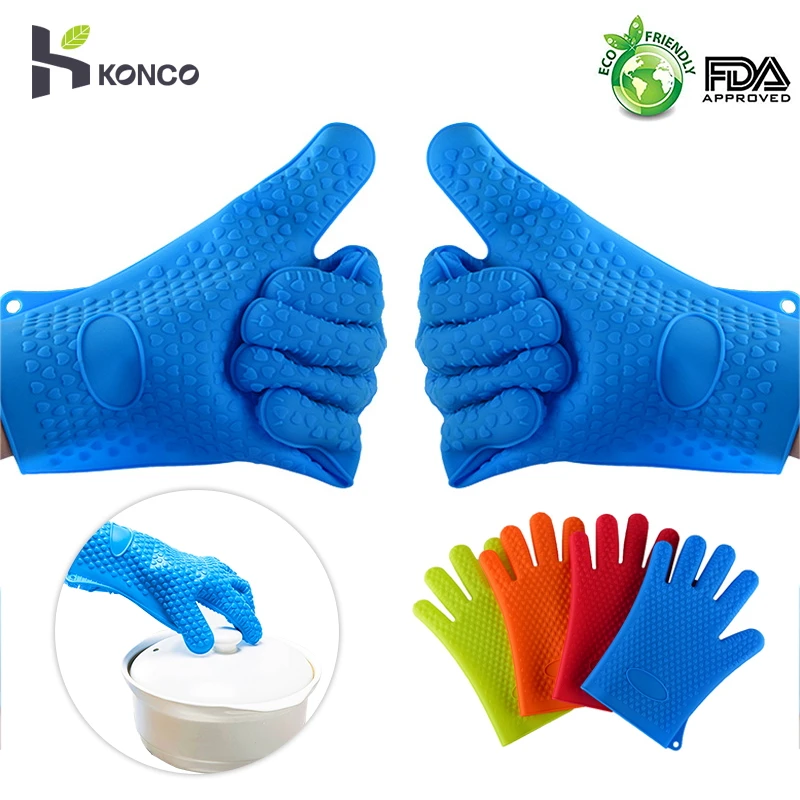 KONCO Heat Resistant Silicone Gloves, BBQ Cooking Gloves for Baking Grilling Frying Barbeque with Fingers, Microwave Oven Gloves
KONCO Heat Resistant Silicone Gloves, BBQ Cooking Gloves for Baking Grilling Frying Barbeque with Fingers, Microwave Oven Gloves