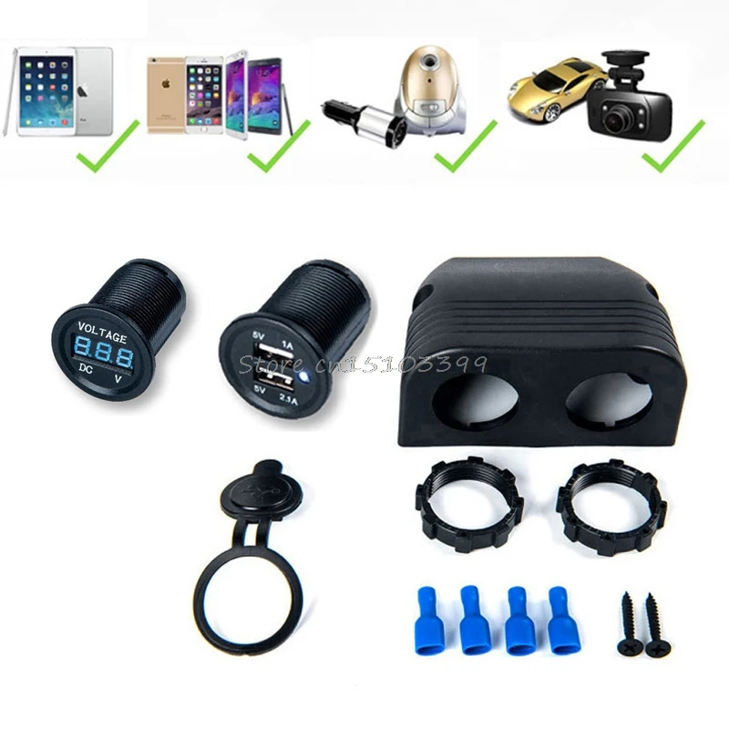 12V 24V LED Digital Voltmeter Dual USB Car Charger For Boat Truck Switch Panel Drop Ship
12V 24V LED Digital Voltmeter Dual USB Car Charger For Boat Truck Switch Panel Drop Ship