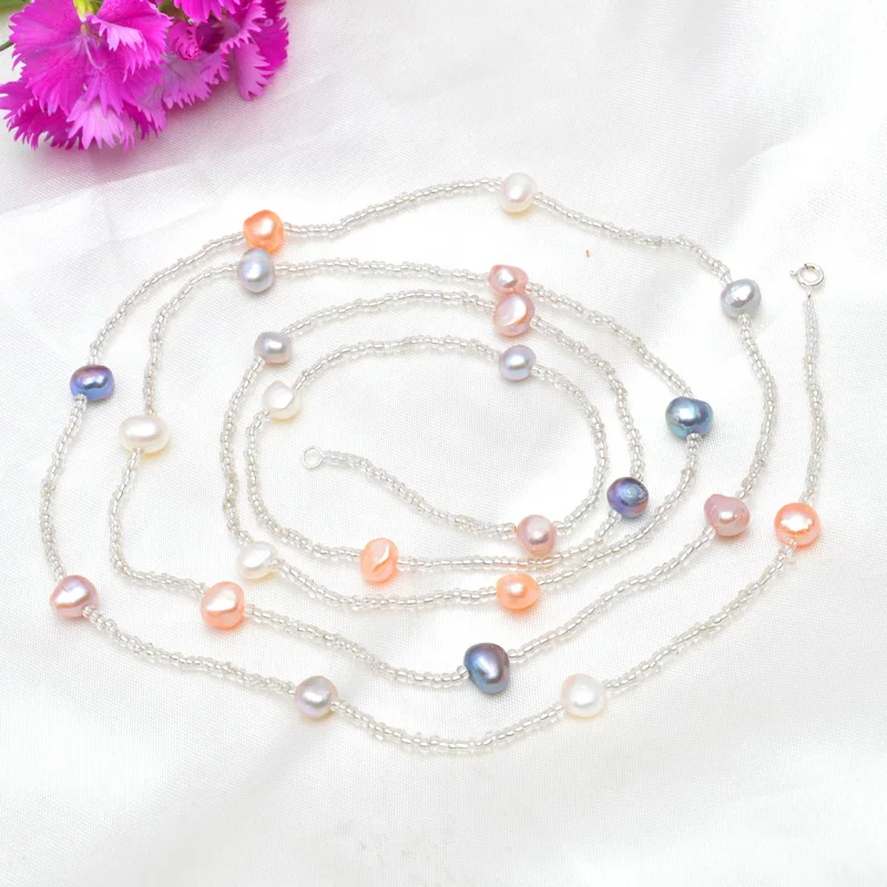 Женское Ожерелье из жемчуга ASHIQI разноцветное ожерелье пресноводного в стиле