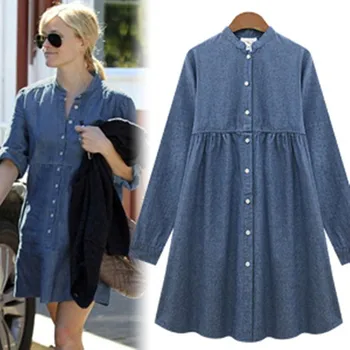 New Spring Autumn Women Dresses Casual Plus Size Loose Slim Button Long Sleeve Jeans Dress For Women Large Denim One-Piece 5XL
New Spring Autumn Women Dresses Casual Plus Size Loose Slim Button Long Sleeve Jeans Dress For Women Large Denim One-Piece 5XL