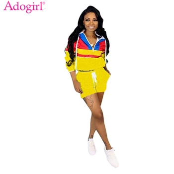 Adogirl Plus Size S-3XL Color Patchwork Women Two Piece Set Zipper Hooded Sweatshirt Top + Pockets Shorts Tracksuit Sportswear
Adogirl Plus Size S-3XL Color Patchwork Women Two Piece Set Zipper Hooded Sweatshirt Top + Pockets Shorts Tracksuit Sportswear