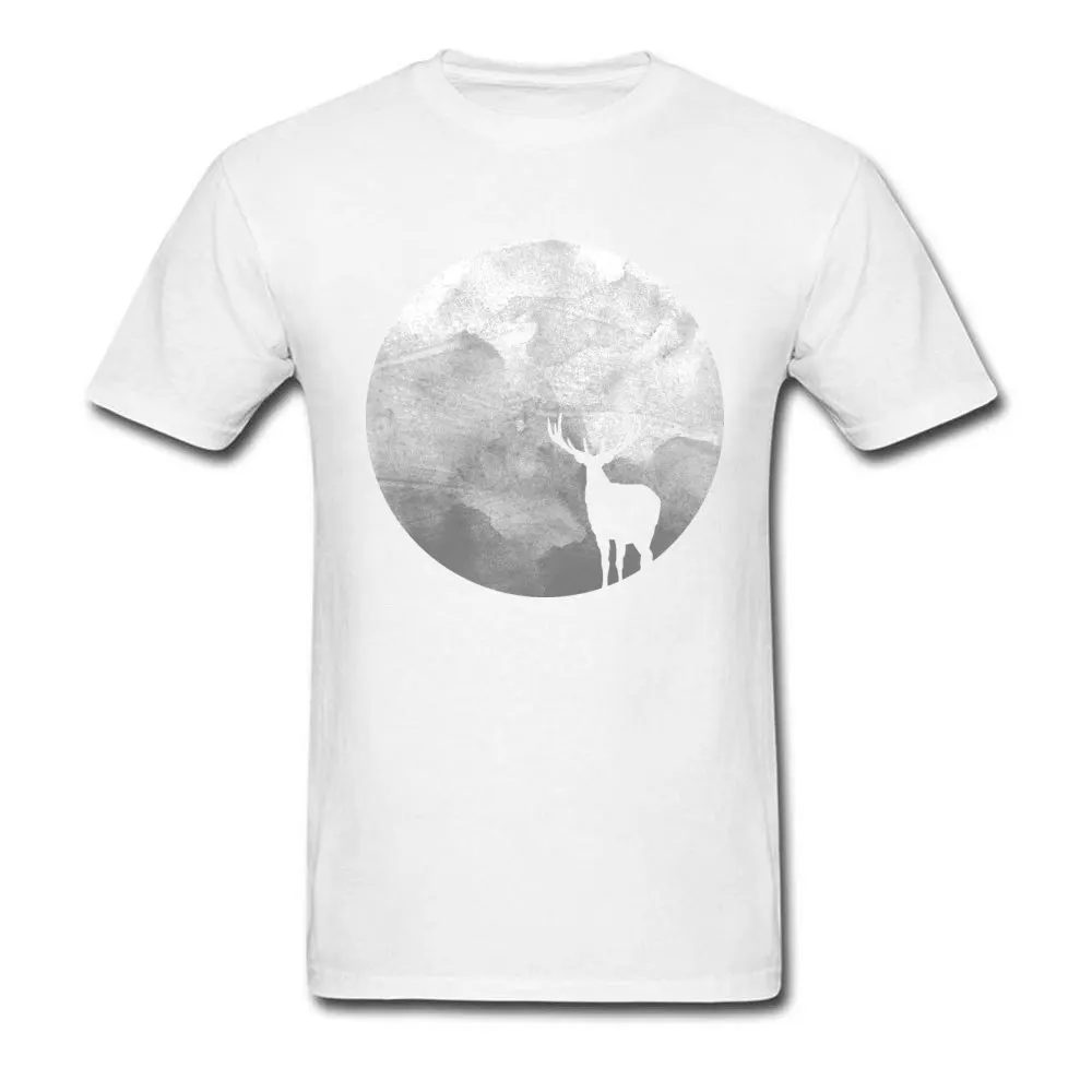 Men Designer Fitness Tight Tops Shirts Crewneck VALENTINE DAY Pure Cotton T Shirts Hip hop Short Sleeve Deer Moon Tops Shirt Deer Moon white