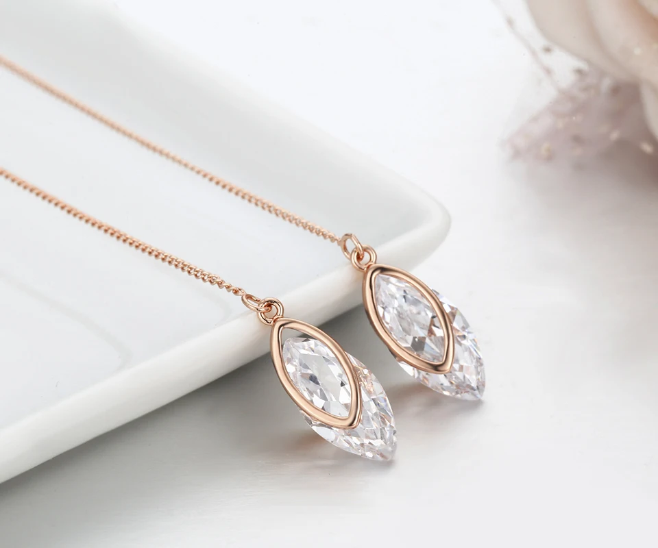 Marquise Olive CZ Zircon Bud Link Rose Gold Color Long Chain Drop Dangle Threader Through Earrings For Women Girls Jewelry Aros
Marquise Olive CZ Zircon Bud Link Rose Gold Color Long Chain Drop Dangle Threader Through Earrings For Women Girls Jewelry Aros