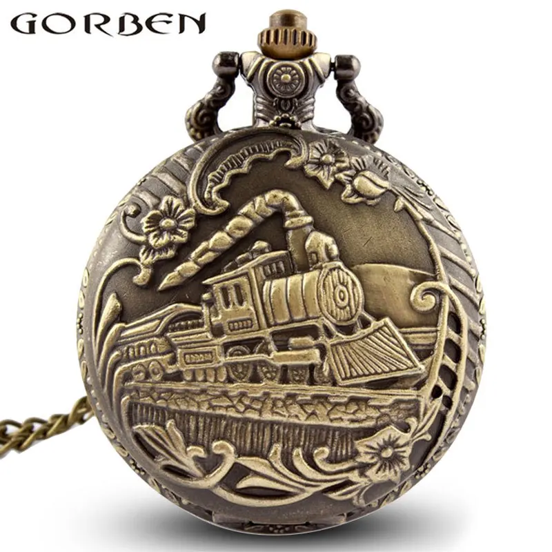 Vintage Steampunk Carved Engraving Steam Train Quartz Pocket Watch With Chain Retro Bronze Necklace Pendant Clock Women Men Gift
Vintage Steampunk Carved Engraving Steam Train Quartz Pocket Watch With Chain Retro Bronze Necklace Pendant Clock Women Men Gift
