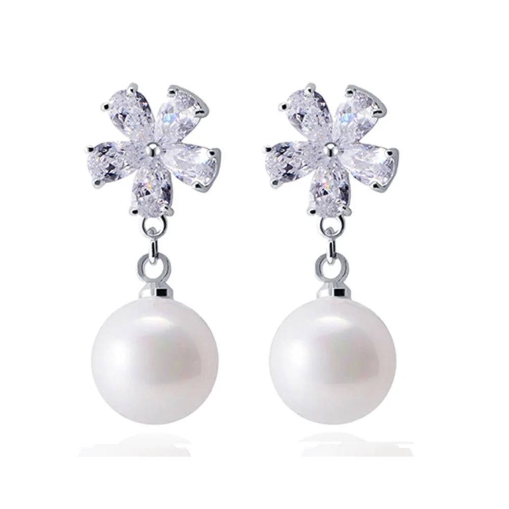 Trendy Silver Color Sunflower Cubic Zirconia Stud Earrings Crystal Pearl Dangle Jewelry Earrings For Women Fashion Jewelry
Trendy Silver Color Sunflower Cubic Zirconia Stud Earrings Crystal Pearl Dangle Jewelry Earrings For Women Fashion Jewelry