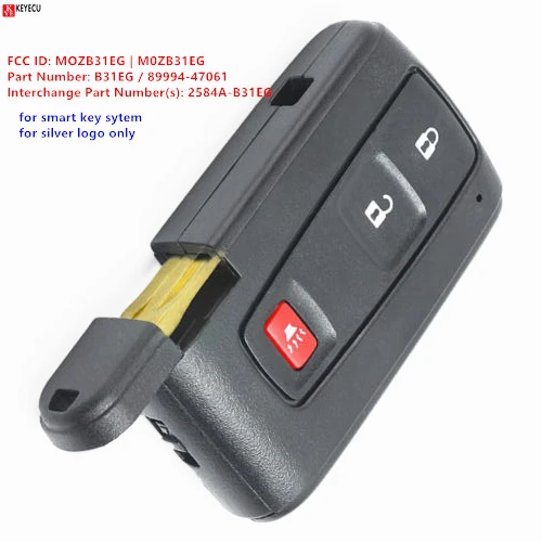 Keyecu New Smart Remote Key Fob 3 Button for Toyota Prius 2004 2005 2006 2007 2008 2009 - MOZB31EG 89994-47061
Keyecu New Smart Remote Key Fob 3 Button for Toyota Prius 2004 2005 2006 2007 2008 2009 - MOZB31EG 89994-47061