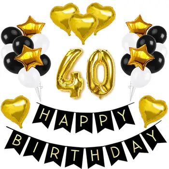 1set Gold Black 40th Birthday Balloons kit Black Happy Birthday Banner Gold Air Latex Balloon 40th Birthday Party Decorations
1set Gold Black 40th Birthday Balloons kit Black Happy Birthday Banner Gold Air Latex Balloon 40th Birthday Party Decorations
