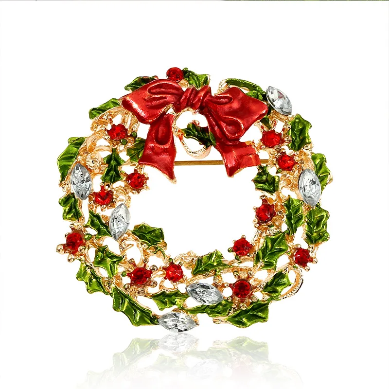 2017 Christmas Mistletoe Wreath Brooches Pin Red Green Rhinestones Holly Leaves Flowers Bow Garland Brooch For New Year Gift
2017 Christmas Mistletoe Wreath Brooches Pin Red Green Rhinestones Holly Leaves Flowers Bow Garland Brooch For New Year Gift