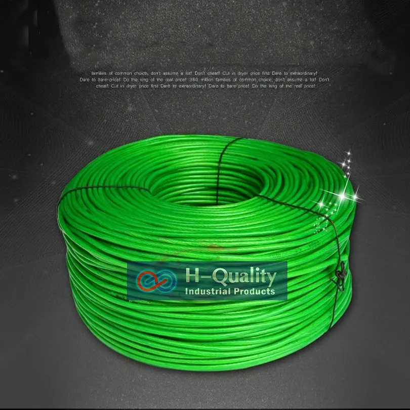 HQ Anti Rust Copperring Steel Wire Rope Cable with Green PVC Coating Flexible Smooth for Clothesline Agriculture Pulling Lifting
HQ Anti Rust Copperring Steel Wire Rope Cable with Green PVC Coating Flexible Smooth for Clothesline Agriculture Pulling Lifting