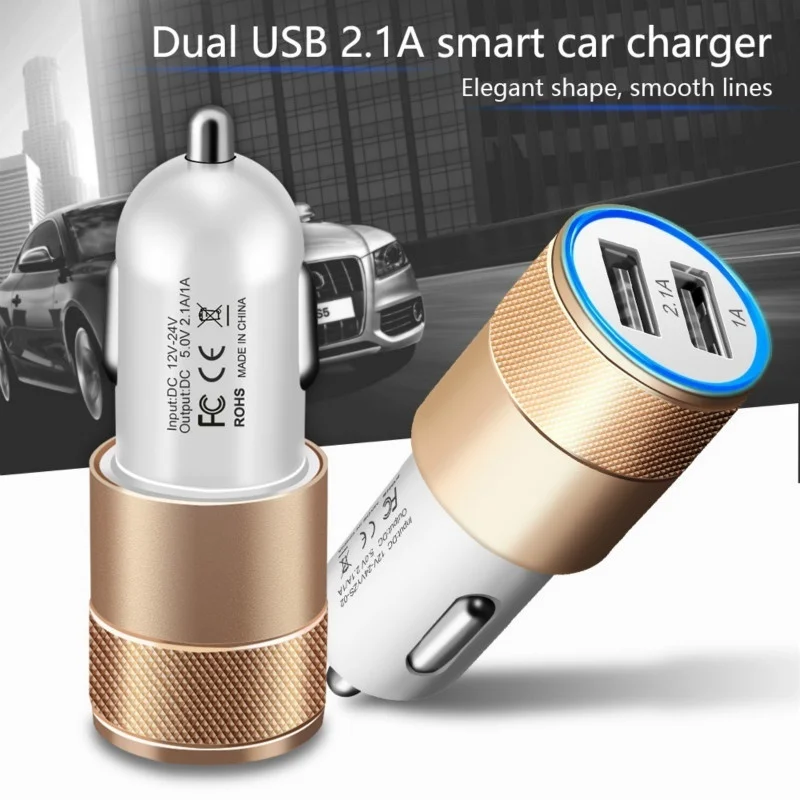 GEUMXL Aluminum Dual USB Car Charger For Lenovo S90 K3 Note A536 P70 P780 S60 S850 & Other phone Car-charger | Мобильные телефоны