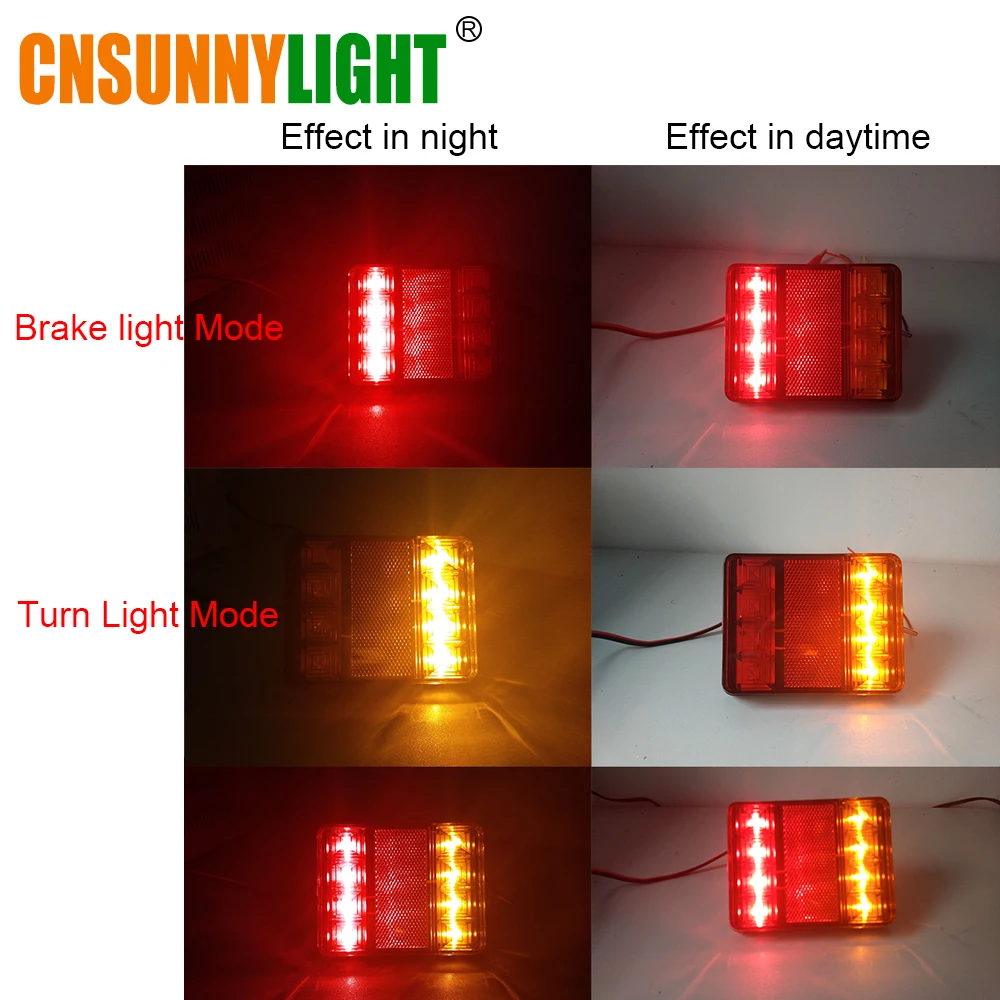 CNSUNNYLIGHT Car Truck Rear Tail Light Warning Lights Rear Lamps Waterproof Tailight Rear Parts for Trailer Caravans DC 12V 24V (7)