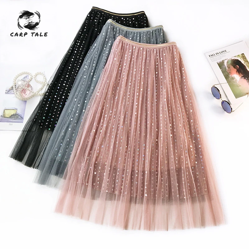 2019 spring new European and American shiny heavy work sequined pleated skirt high street style high waist stretch ladies skirt
2019 spring new European and American shiny heavy work sequined pleated skirt high street style high waist stretch ladies skirt