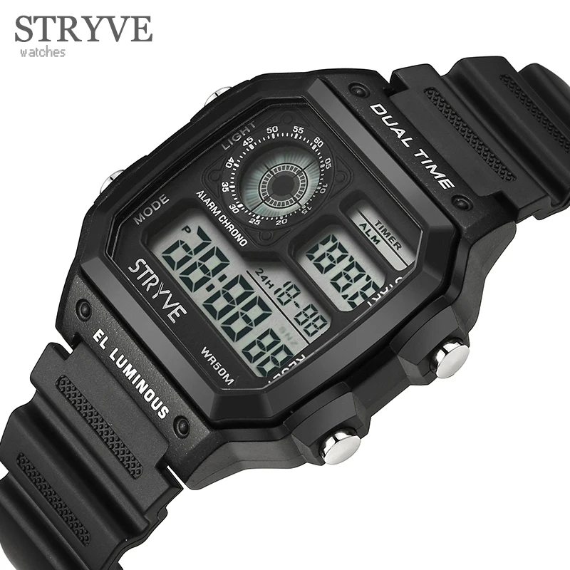 Часы наручные мужские STRYVE роскошные Брендовые спортивные цифровые в стиле