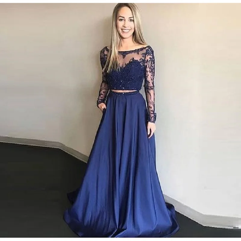 2 Pieces Satin Long Prom Dresses 2019 Lace Evening Dresses Long Sleeve A-Line Formal Dresses Vestidos de Gala
2 Pieces Satin Long Prom Dresses 2019 Lace Evening Dresses Long Sleeve A-Line Formal Dresses Vestidos de Gala