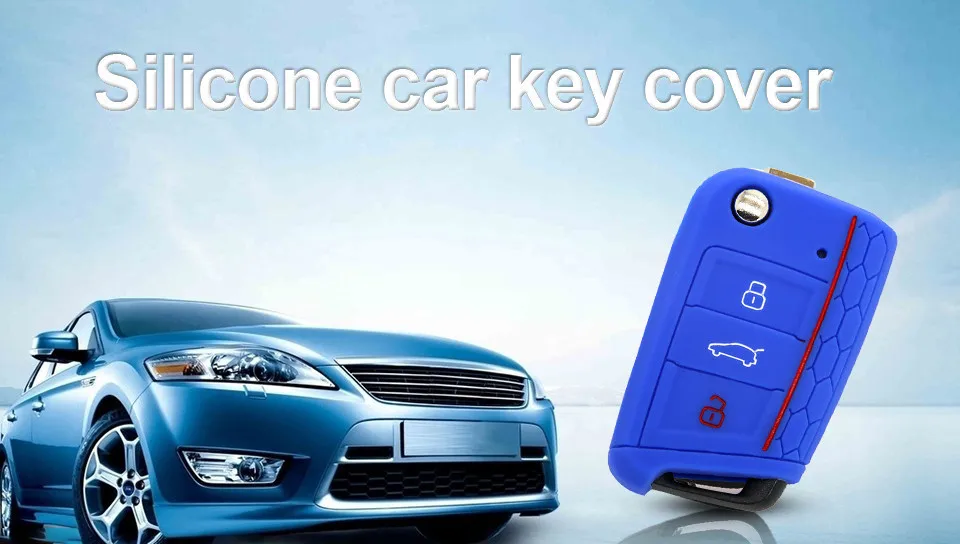 Cunymagos Silicone Key Remote Holder Cover Case FOB Shell flip Jarket Accessories for 2014 2015 2016 VW GOLF 7 MK7 OCTAVIA A7 (1)