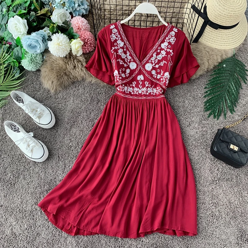 Beach Women's Summer 2019 New Bohemian A-line Dress Ethnic V Neck Short Sleeve Vestidos H573
Beach Women's Summer 2019 New Bohemian A-line Dress Ethnic V Neck Short Sleeve Vestidos H573