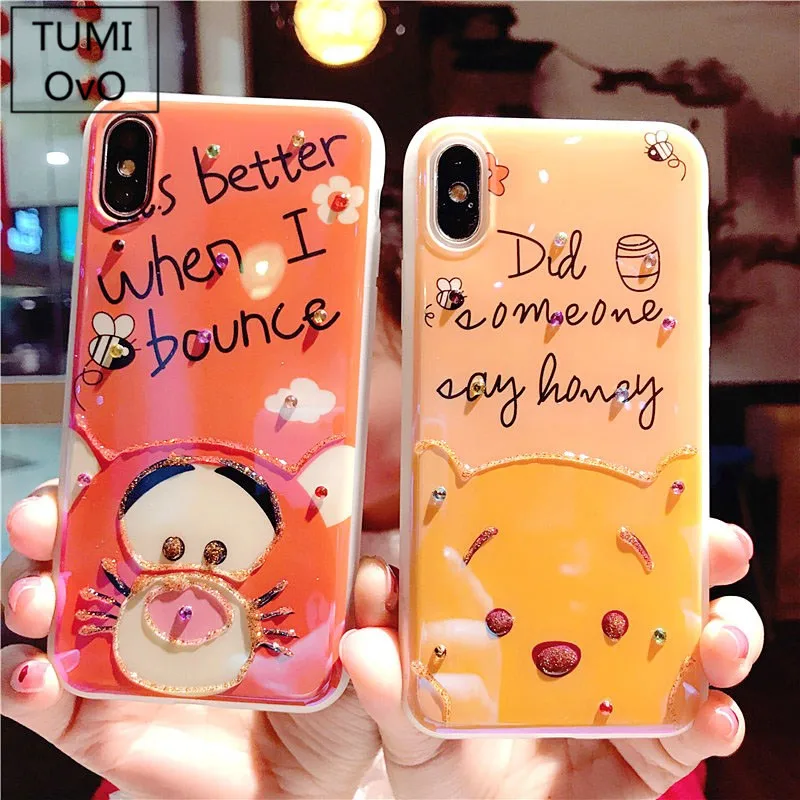 Luxury Gradient Blue Light Solf Silicone Cover Diamond Winnie Pooh and Tigger Pattern Phone Case For iPhone 6 6s 7 8 Plus X Capa
Luxury Gradient Blue Light Solf Silicone Cover Diamond Winnie Pooh and Tigger Pattern Phone Case For iPhone 6 6s 7 8 Plus X Capa