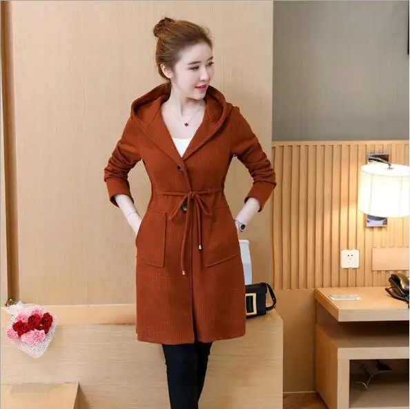 European and American Fashion Casual Hooded Coat Trench Women Big Size 5XL A Line Trenca Mujer Slim Drawstring Waist Lady Coats
European and American Fashion Casual Hooded Coat Trench Women Big Size 5XL A Line Trenca Mujer Slim Drawstring Waist Lady Coats