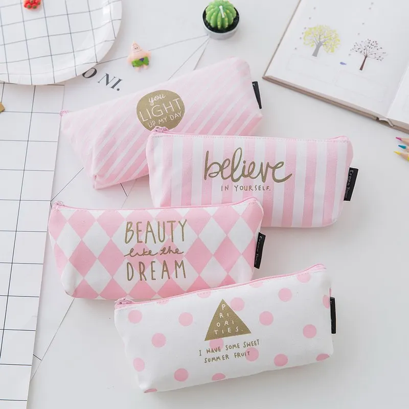 Pink Cosmetic Bag Forwomen Girl Student Canvas Makeup Bag Organizer Kawaii Pencil Purse Bag Portable Student Bag
Pink Cosmetic Bag Forwomen Girl Student Canvas Makeup Bag Organizer Kawaii Pencil Purse Bag Portable Student Bag