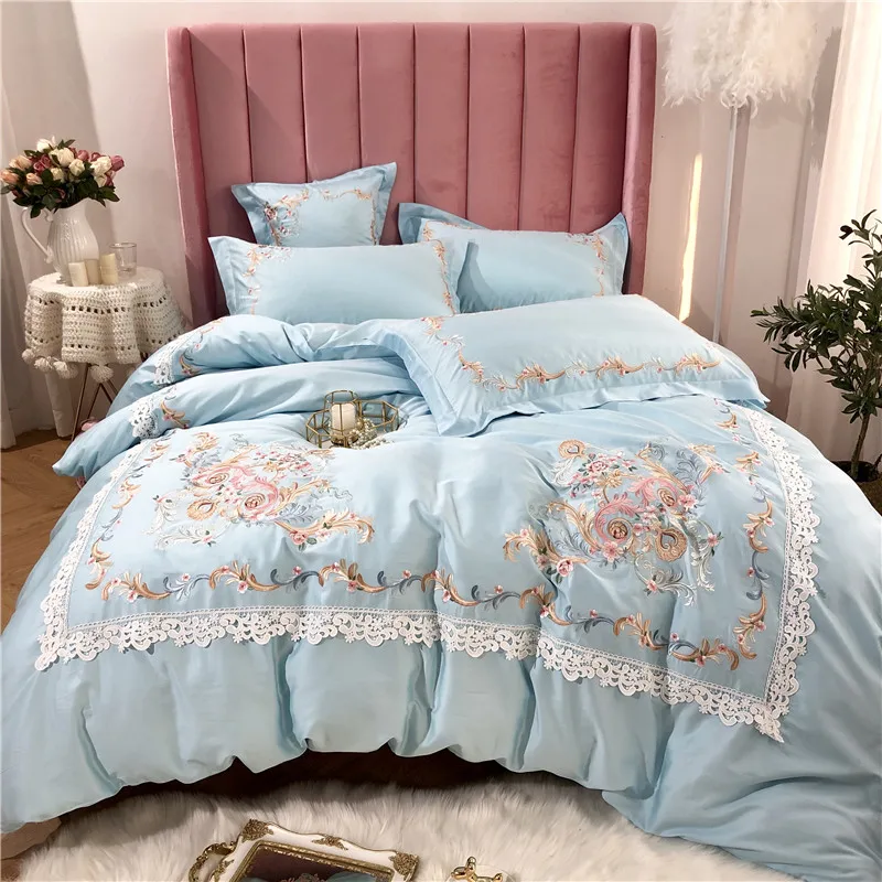 New Luxury Blue Pink Purple Green Royal Embroidery Palace Bedding Set Egyptian Cotton Duvet Cover Bed sheet/Linen Pillowcases
New Luxury Blue Pink Purple Green Royal Embroidery Palace Bedding Set Egyptian Cotton Duvet Cover Bed sheet/Linen Pillowcases