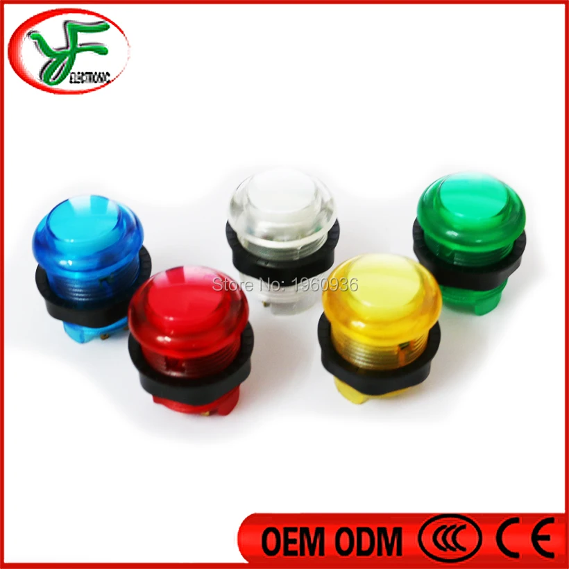 10pcs/lot 5 colors transparent Illuminated LED Push Button 33mm Arcade button 5V lamp | Спорт и развлечения