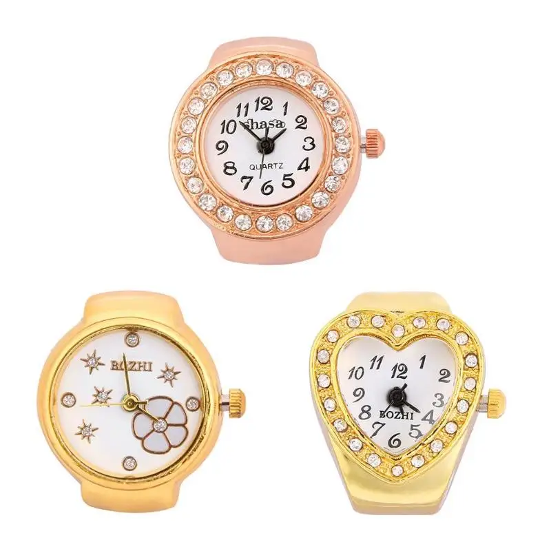 Elegant Watch Rhinestones Elastic Mini Finger Ring Quartz Ring Lady Women Alloy Round Heart Dial Creative Rings Jewelry Gifts
Elegant Watch Rhinestones Elastic Mini Finger Ring Quartz Ring Lady Women Alloy Round Heart Dial Creative Rings Jewelry Gifts