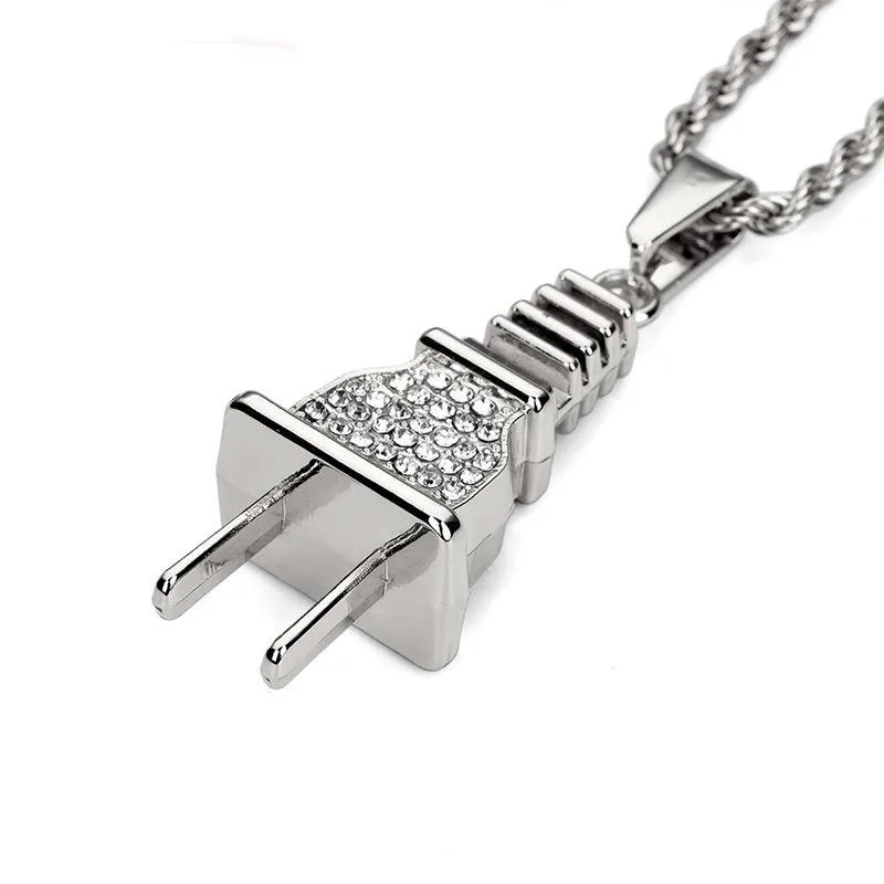 Hip Hop Rhinestone Electrical Plug Chains Bling Iced Out Jewelry Gifts Pendants Men Women Crystal Necklaces Wholesale
Hip Hop Rhinestone Electrical Plug Chains Bling Iced Out Jewelry Gifts Pendants Men Women Crystal Necklaces Wholesale